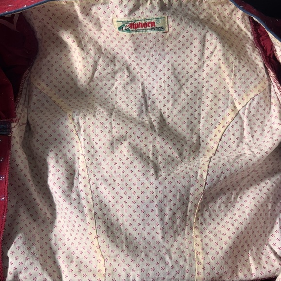 Vintage 60s Alphorn Red Traditional Austrian Folk Button Dress 100% Cotton Sz 6 - Picture 11 of 13